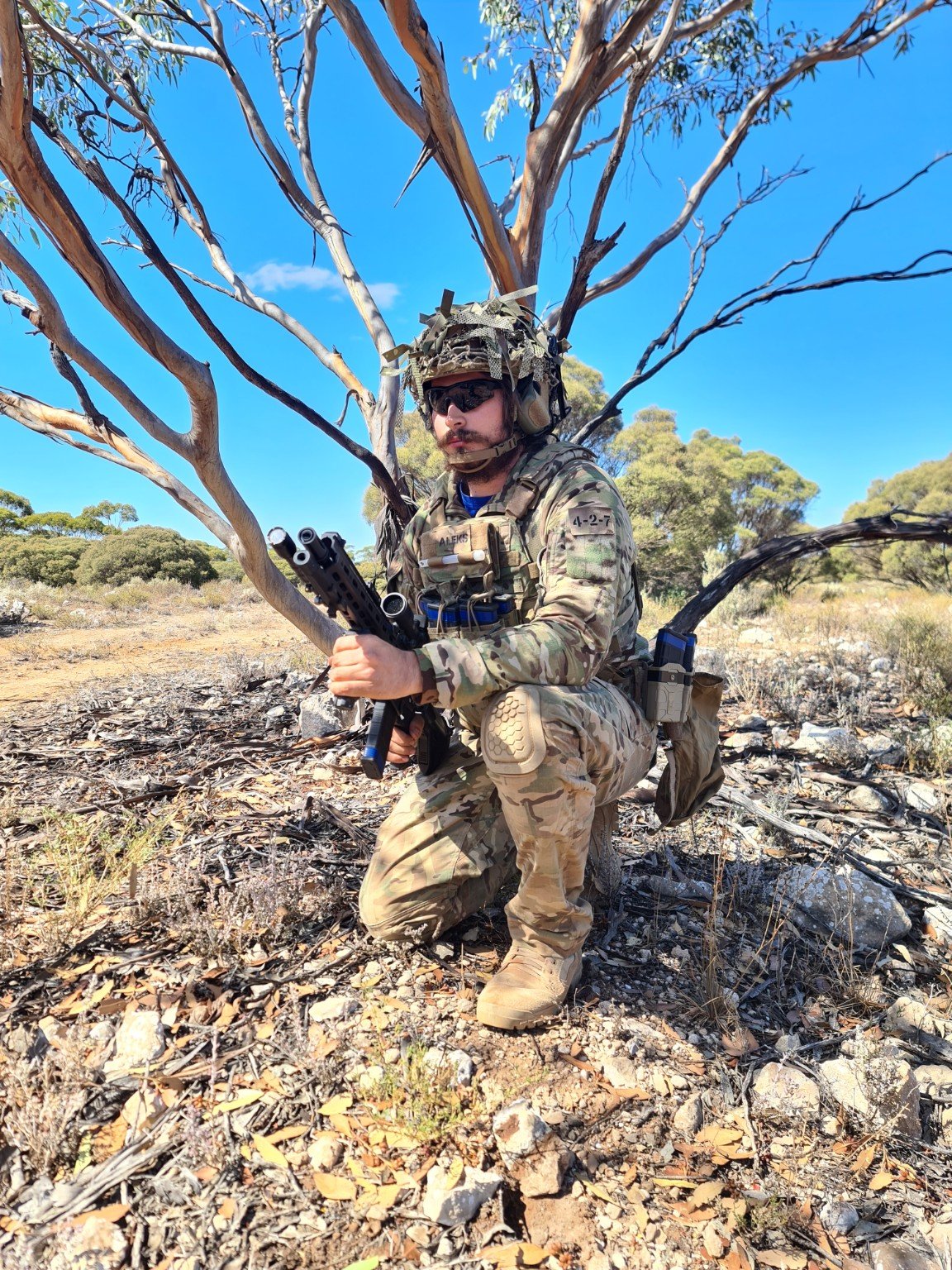 Rams section member equipped with a heavy support blaster